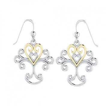 Heartfelt Tree of Life ~ 14k Gold accent and Sterling Silver Jewelry Earrings MER505 - Jewelry